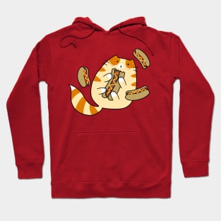 Tabby Cat Eating Hotdogs Hoodie